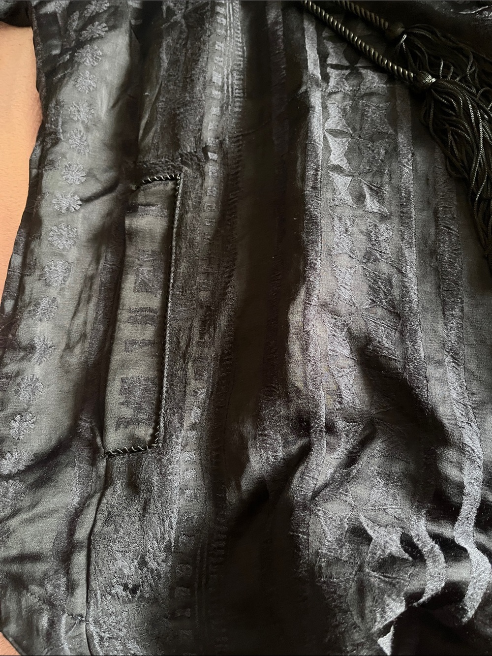 Zara Black Hooded Tunic Jacket with Tassel Tie - Picture 4 of 7